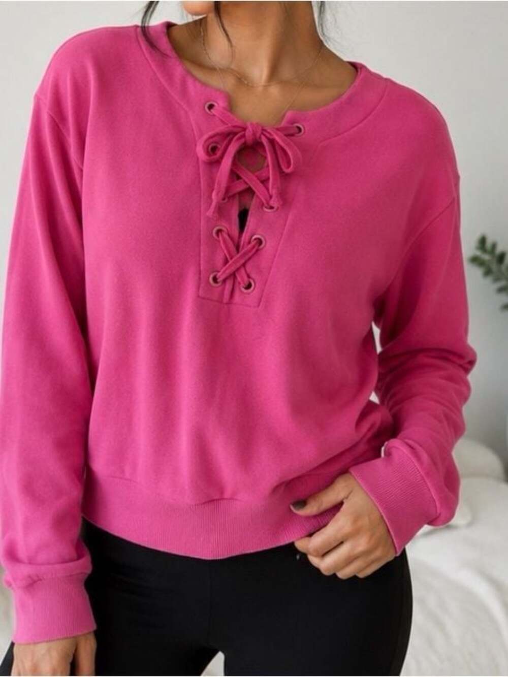 Victoria’s Secret Lace-Up Sweatshirt – Pink – Size Small